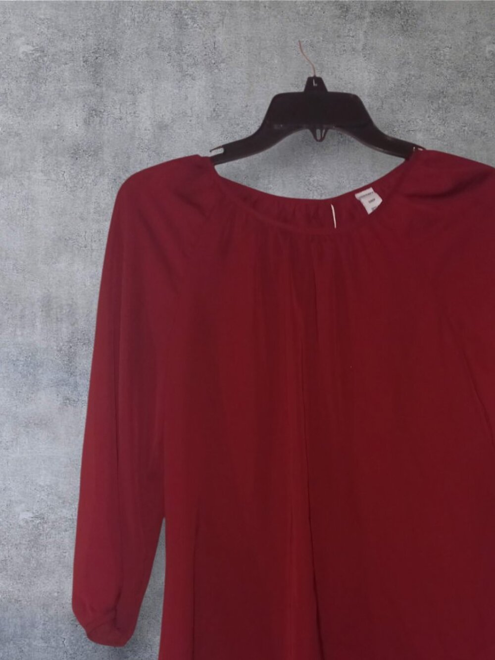 Old Navy Burgundy Peasant Blouse Size Small 3/4 Sleeve Boho Career Top